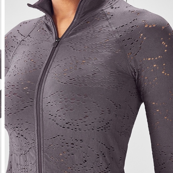 Fabletics Gray Women's jacket Cardigan Lucianna seamless pointella Jacket small - Picture 3 of 11